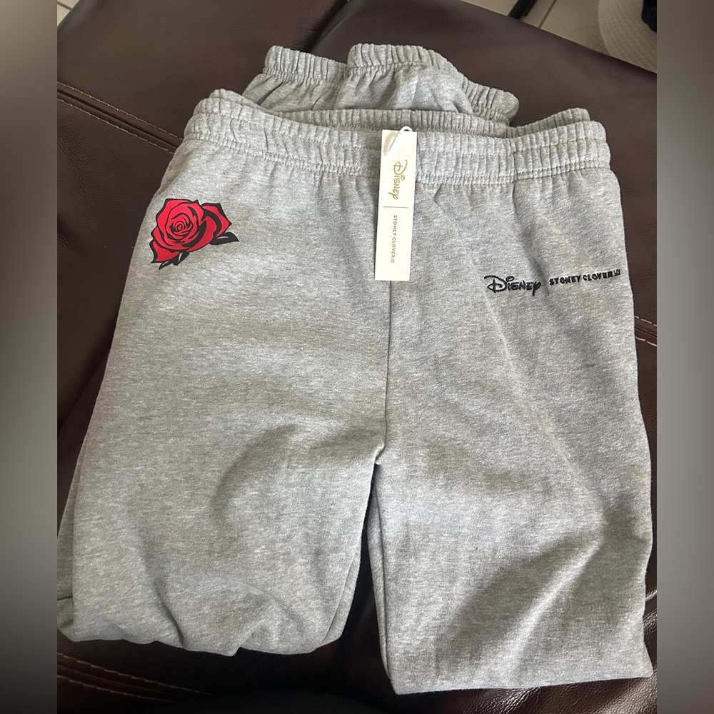 Stoney Clover Lane Gray Sweatpants with Red Rose Detail